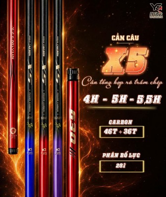 CẦN TỔNG HỢP RÔ CHÉP TRẮM X5 PHIÊN BẢN 4H - 5H - 5.5H
